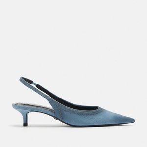 ZARA | SOLD OUT- HEELED DENIM SLINGBACKS | Size 7.5